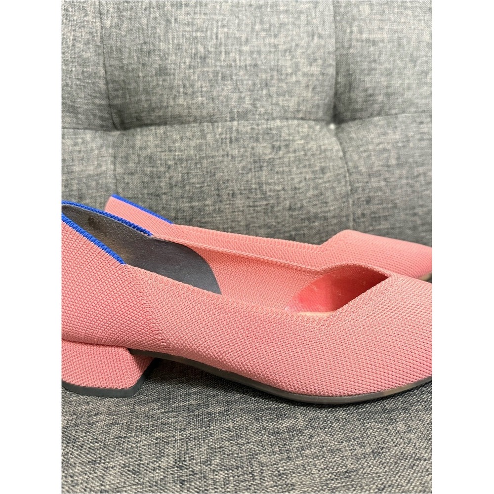 Rothy's The Point Pink Knit Flats Blue Trim Size 5 - Picture 6 of 8